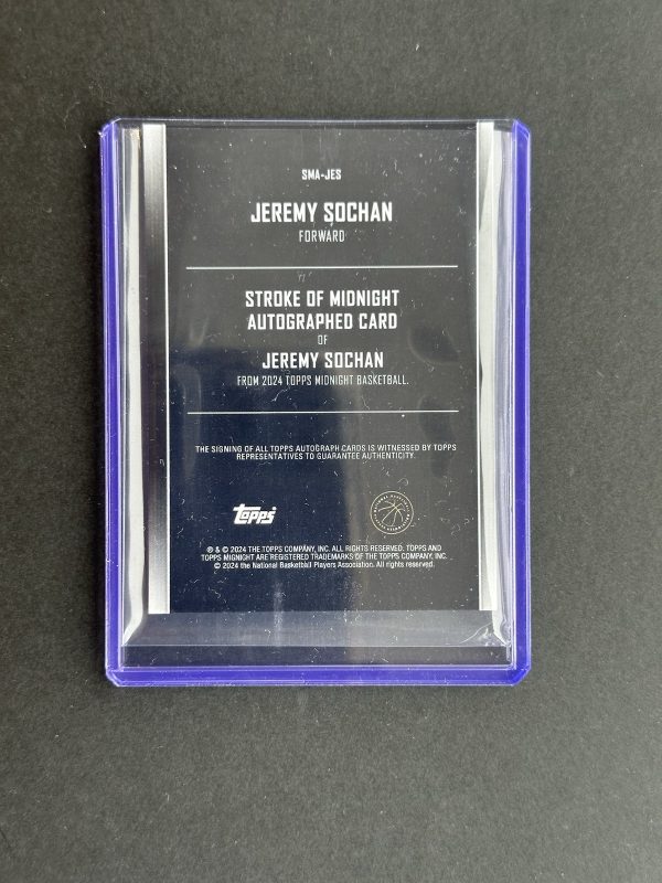 2024 Topps Midnight Jeremy Sochan Stroke Of Midnight Auto 92/199 - Image 2
