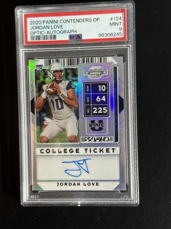 2020  Jordan Love RC Contenders Optic SILVER PSA 9 On Card Autographed GREEN BAY
