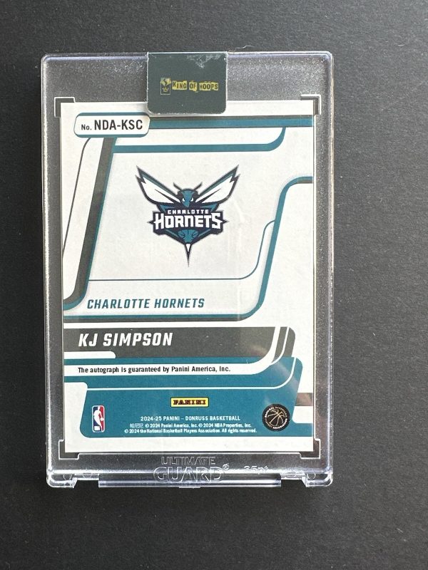 2024-25 Donruss KJ Simpson Next Day On-Card Rookie Auto Case Hit Hornets SSP - Image 2