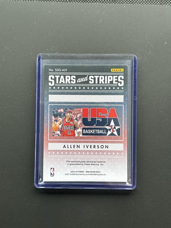 ALLEN IVERSON 2023-24 PANINI NOIR STARS AND STRIPES JERSEY USA 96/99 - Image 2