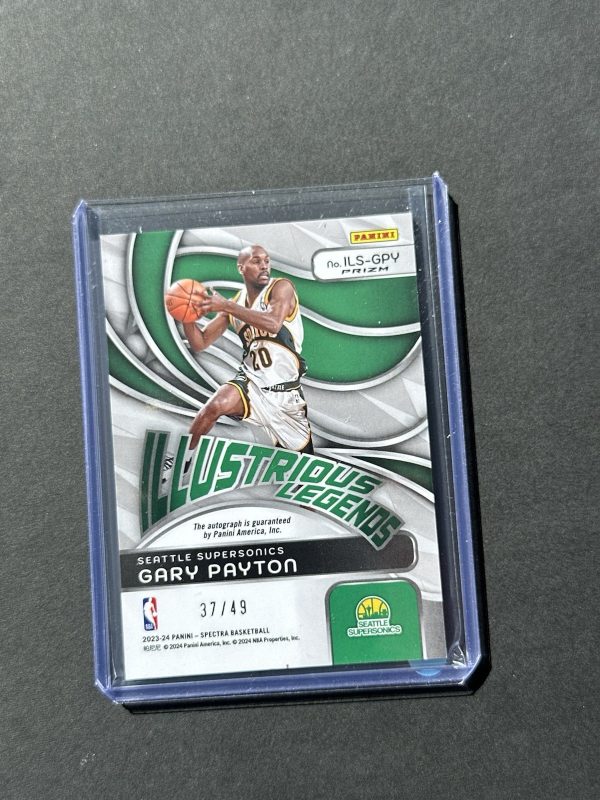23-24 Spectra Gary Payton Illustrious Legends Auto /49 Seattle Supersonic - Image 2