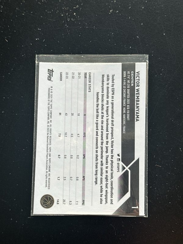 2023 TOPPS CHROME #1 VICTOR WEMBANYAMA PINK REFRACTOR RC ROOKIE - Image 2