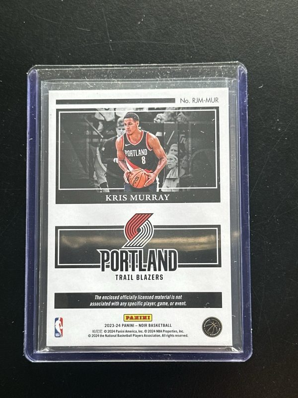 Kris Murray 2023-24 Panini NOIR Rookie Jumbo Materials RC SP /99 #29 - Image 2