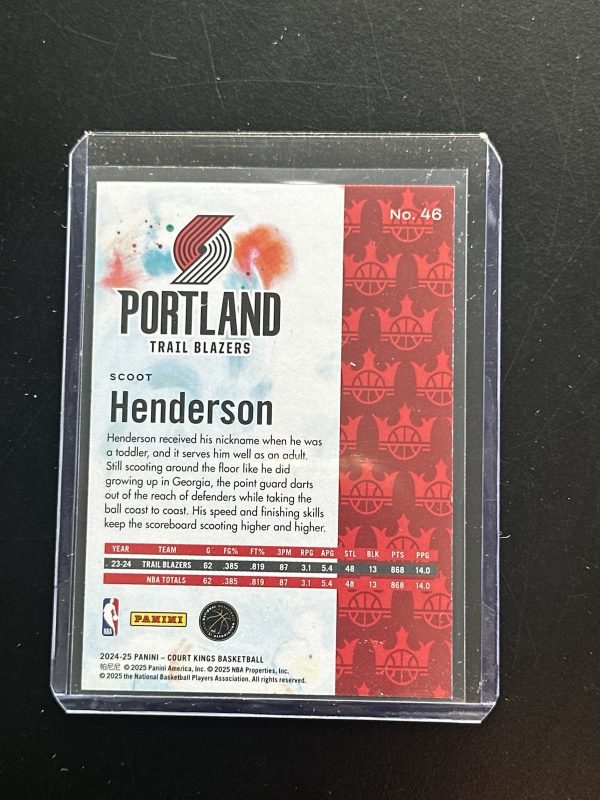 2024-25 Panini Court Kings #46 Scoot Henderson, Portland Trail Blazers - Image 2