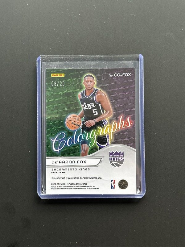 2023-24 Spectra De’Aaron Fox Colorgraphs Auto FOTL Blue Wave /20 - Image 2