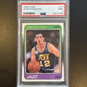 JOHN STOCKTON 1988-89 FLEER BASKETBALL JAZZ #115 PSA 9 Q2301