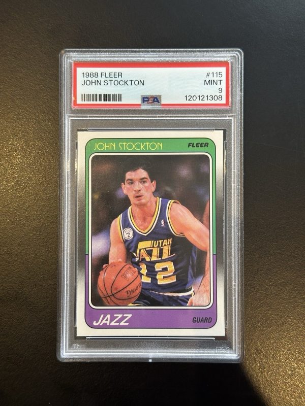 JOHN STOCKTON 1988-89 FLEER BASKETBALL JAZZ #115 PSA 9 Q2301