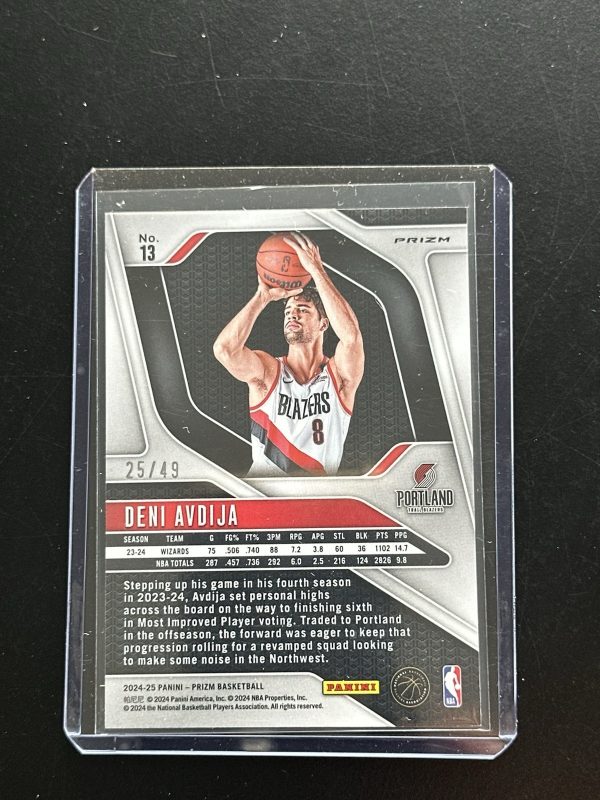 DENI AVDIJA 2024-25 PANINI PRIZM BLUE CHOICE TRAIL BLAZERS /49 Q3098 - Image 2
