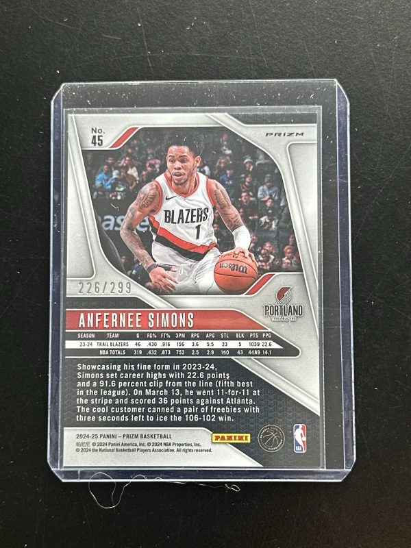 2024-25 Panini Prizm Anfernee Simons #45 Choice Red /88 - Image 2