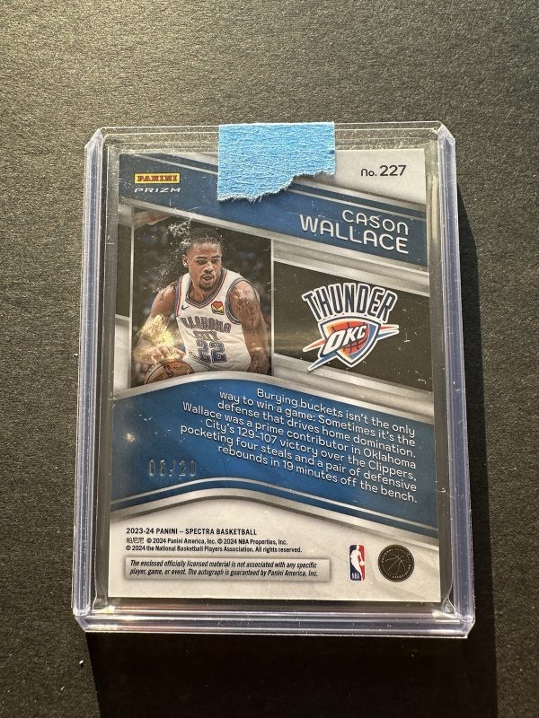 2023-24 Spectra Cason Wallace #227 RC Rookie Patch Auto RPA Blue Wave /20 - Image 2