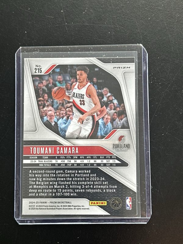 TOUMANI CAMARA 2024-25 PANINI PRIZM BLUE YELLOW GREEN CHOICE #215 Q2444 - Image 2